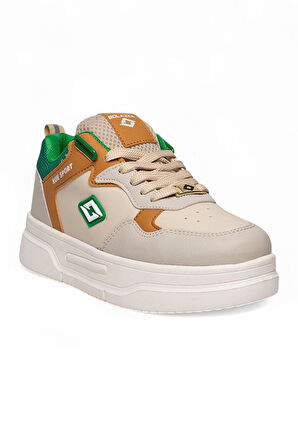 Celira Slz Bej Yeşil Cilt Bağcıklı Kadın Spor Ayakkabı