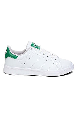 Celira Bls Beyaz Yeşil Bağcıklı Cilt Kadın Spor Ayakkabı