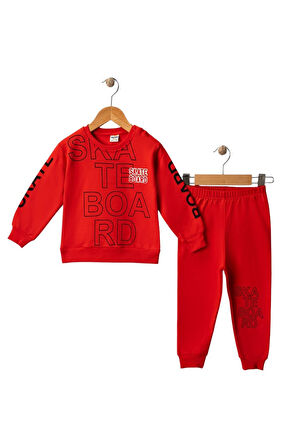 Celira Wwc Kırmızı İki İp Skate Board Nakışlı Erkek Bebek Takım