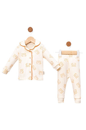 Celira Bbc Kahve Lüks Çıtçıtlı Kız Bebe Pijama Takımı