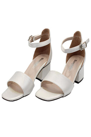 Celira Bej Saten Kız Çocuk Topuklu Sandalet Ayakkabı