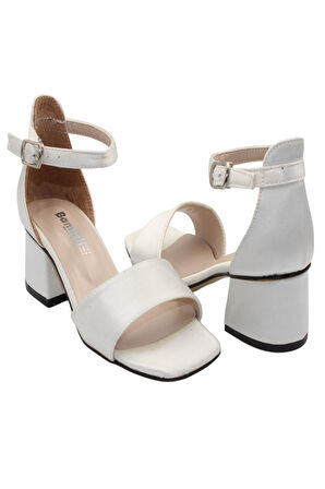 Celira Bej Saten Kız Çocuk Topuklu Sandalet Ayakkabı