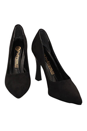 Celira Siyah Süet Topuklu 8 Cm Kadın Stiletto Ayakkabı