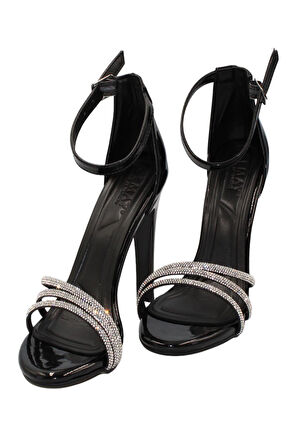 Celira Siyah Kadın 10 Cm Rugan Topuklu Ayakkabı