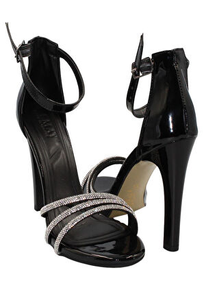 Celira Siyah Kadın 10 Cm Rugan Topuklu Ayakkabı