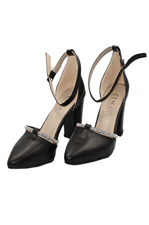 Celira Siyah Cilt Kadın 8 Cm Topuklu Ayakkabı