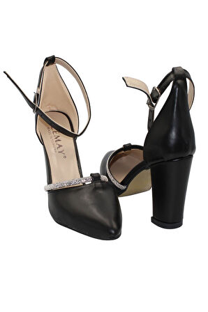 Celira Siyah Cilt Kadın 8 Cm Topuklu Ayakkabı