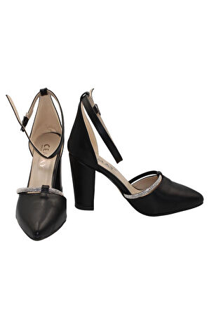 Celira Siyah Cilt Kadın 8 Cm Topuklu Ayakkabı