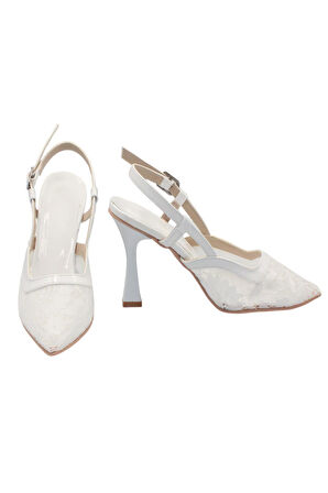 Celira Beyaz Tüllü Klasik Topuk Kadın Ayakkabı