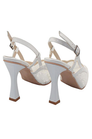 Celira Beyaz Tüllü Klasik Topuk Kadın Ayakkabı
