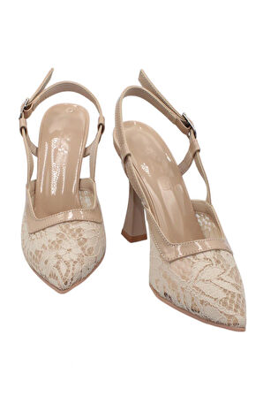 Celira Ten Tüllü Klasik Topuk Kadın Ayakkabı