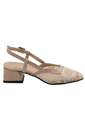 Celira Ten Tüllü Klasik Kısa Topuk Kadın Ayakkabı