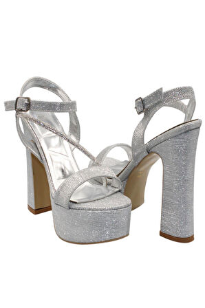 Celira Siyah Kadıın Çizgili Platform Topuklu Ayakkabı