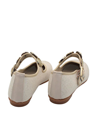 Celira Bej Kumaş Tokalı Bantlı Günlük Babet Ayakkabı