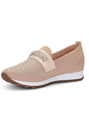 Celira Srt Bej Triko Tokalı Kadın Babet Ayakkabı