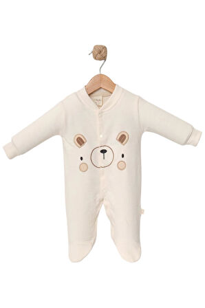 Celira Kahve Ayı Nakışlı Tulum 3 Ay,6 Ay,9 Ay Erkek Bebek