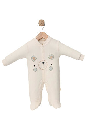 Celira Yeşil Ayı Nakışlı Tulum 3 Ay,6 Ay,9 Ay Erkek Bebek