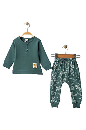 Celira Yeşil Altı Baskılı Aslan Armalı Erkek Bebek Takım