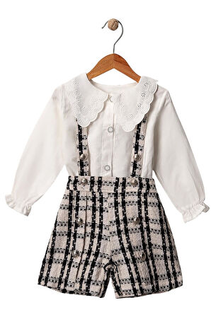 Celira Beyaz Jakarlı Gömleli Takım 2Y,3Y,4Y,5Y