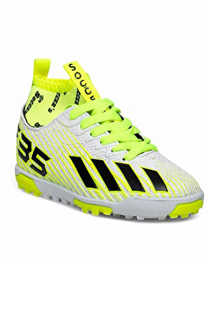 Celira Bys Beyaz Sarı Erkek Çocuk Çoraplı Halısaha Ayakkabı