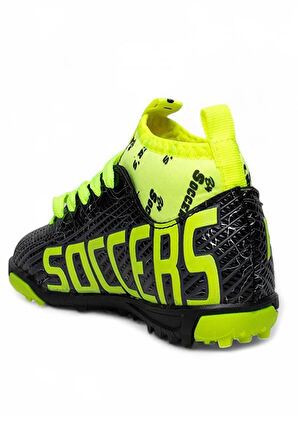 Celira Bys Siyah Sarı Erkek Çocuk Çoraplı Halısaha Ayakkabı