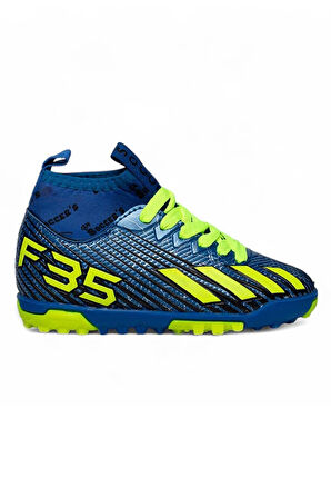 Celira Bys Mavi Sarı Erkek Çocuk Çoraplı Halısaha Ayakkabı