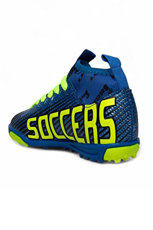 Celira Bys Mavi Sarı Erkek Çocuk Çoraplı Halısaha Ayakkabı