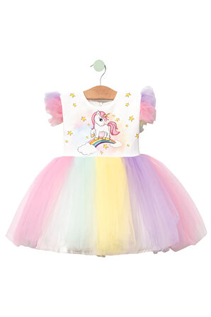 Celira Renkli Unicorn Çocuk Doğum Günü Parti Elbisesi