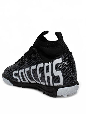 Celira Bys Siyah Beyaz Erkek Çocuk Çoraplı Halısaha Ayakkabı