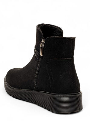 Celira Dvm Süet Siyah Fermuarlı Kadın Kışlık Bot NSB518