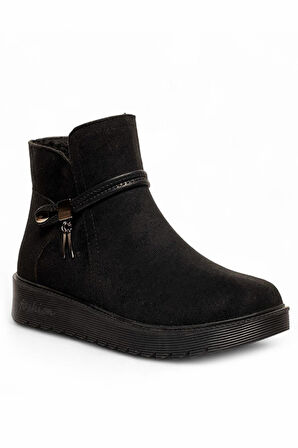 Celira Dvm Süet Siyah Fermuarlı Kadın Kışlık Bot NSB518