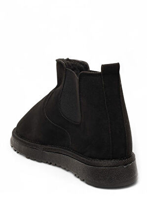 Celira Siyah Lastikli İçi Tüylü Siyah Süet Yarım Bot NSB519