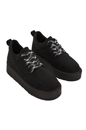 Celira Siyah Süet Bağcıklı Kadın Bot NSB520