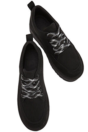 Celira Siyah Süet Bağcıklı Kadın Bot NSB520