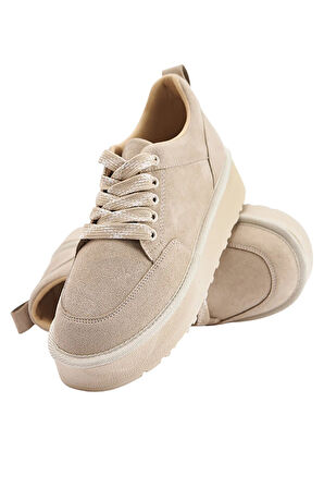 Celira Bej Süet Bağcıklı Kadın Bot NSB520