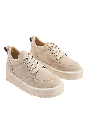 Celira Bej Süet Bağcıklı Kadın Bot NSB520