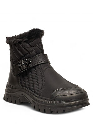 Celira Siyah Kalın Taban Paraşüt Kürklü Kadın Bot NSB521