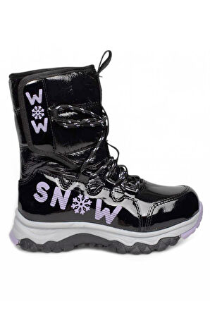Celira Snw Siyah Lila Suya Dayanıklı Kaymaz Kız Çocuk Kar Botu