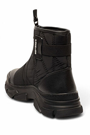 Celira Siyah Fermuarlı Paraşüt Termal Kürklü Kadın Bot