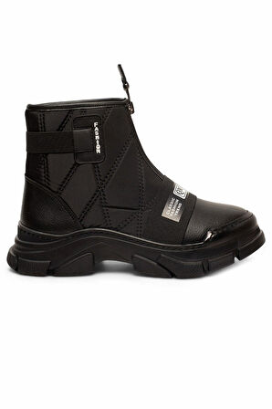 Celira Siyah Fermuarlı Paraşüt Termal Kürklü Kadın Bot
