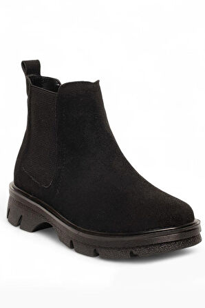 Celira Siyah Lastikli Süet Kadın Bot & Bootie NSB945