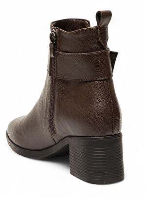 Celira Kahve Femuarlı Topuklu Tokalı Günlük Kadın Bot