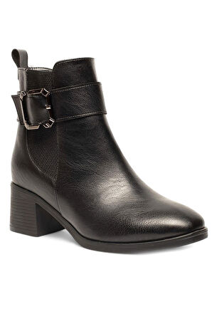 Celira Siyah Femuarlı Topuklu Tokalı Günlük Kadın Bot