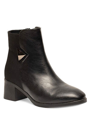 Celira Siyah Femuarlı Topuklu Cilt Süet Günlük Kadın Bot