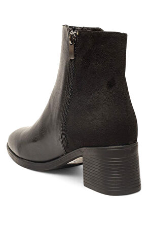 Celira Siyah Femuarlı Topuklu Cilt Süet Günlük Kadın Bot