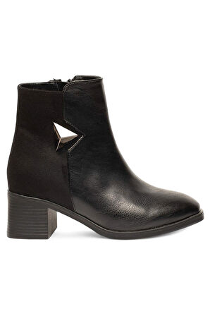 Celira Siyah Femuarlı Topuklu Cilt Süet Günlük Kadın Bot