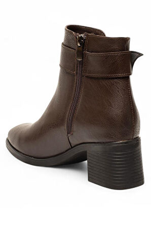 Celira Kahve Femuarlı Topuklu Tokalı Günlük Kadın Bot