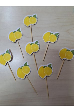 LİMON TEMALI KÜRDAN CUPKEK PASTA SÜSÜ 15 ADET