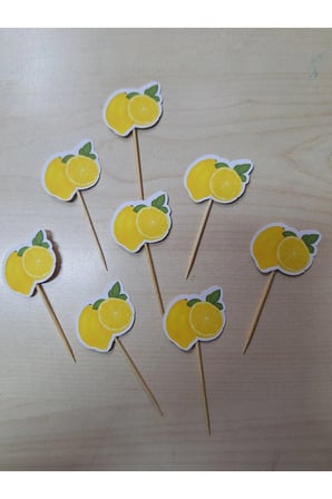 LİMON TEMALI KÜRDAN CUPKEK PASTA SÜSÜ 15 ADET
