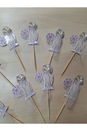 Bride Team, Bride Tobe bekarlığa Veda Partisi Temalı Kürdan Pasta Süsü 15 Adet